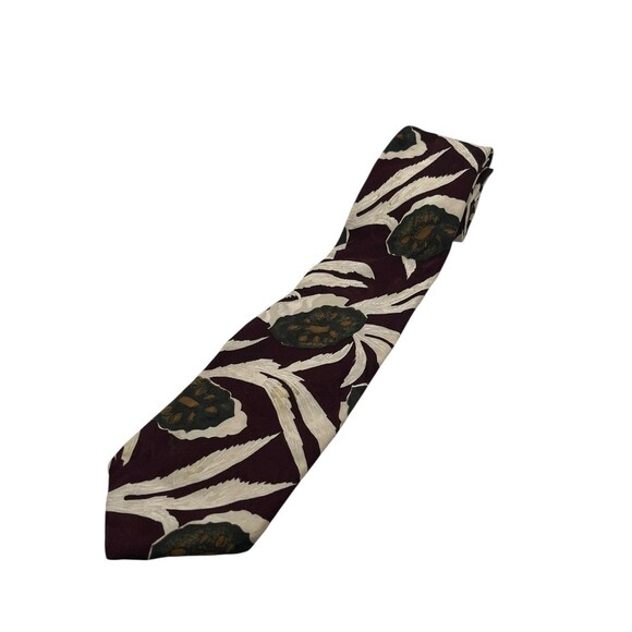 Christian Dior Silk Neck Tie Burgundy Floral Made in USA Fabric Italy Used - Picture 1 of 6